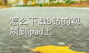 怎么下载b站的视频到ipad上