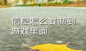 信息怎么复制到游戏里面