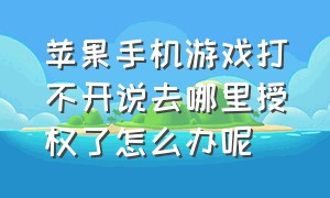 苹果手机游戏打不开说去哪里授权了怎么办呢