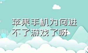 苹果手机为何进不了游戏了呀