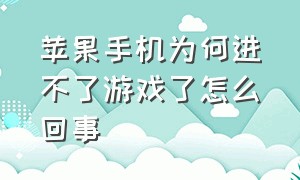 苹果手机为何进不了游戏了怎么回事