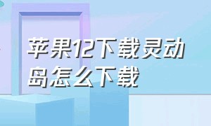 苹果12下载灵动岛怎么下载