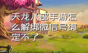 天龙八部手游怎么解绑微信号绑定不了