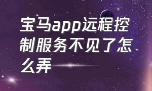 宝马app远程控制服务不见了怎么弄