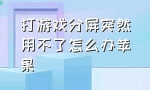 打游戏分屏突然用不了怎么办苹果