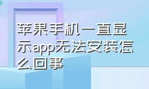 苹果手机一直显示app无法安装怎么回事