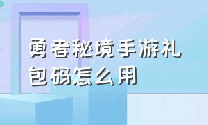 勇者秘境手游礼包码怎么用