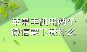 苹果手机用两个微信要下载什么