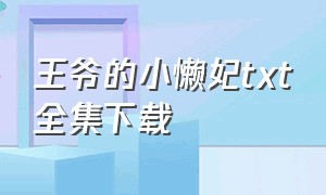 王爷的小懒妃txt全集下载