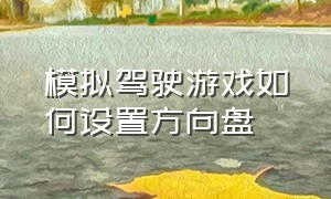 模拟驾驶游戏如何设置方向盘