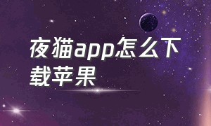 夜猫app怎么下载苹果