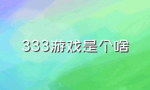 333游戏是个啥