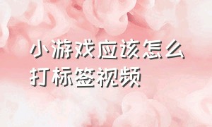 小游戏应该怎么打标签视频