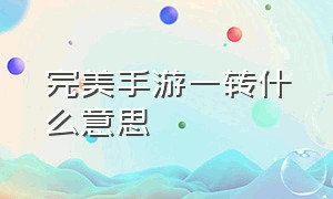 完美手游一转什么意思