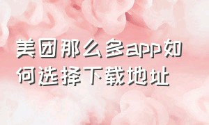 美团那么多app如何选择下载地址