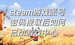 steam游戏账号密码提取后如何启动游戏中心