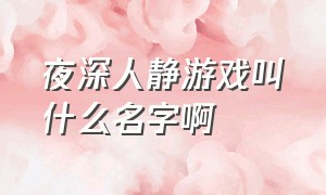 夜深人静游戏叫什么名字啊