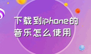 下载到iphone的音乐怎么使用