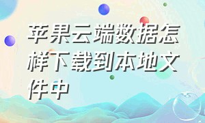 苹果云端数据怎样下载到本地文件中