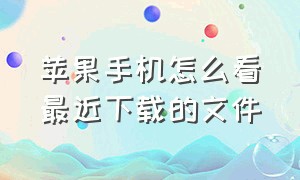 苹果手机怎么看最近下载的文件