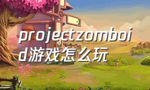 projectzomboid游戏怎么玩