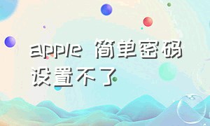 apple 简单密码设置不了