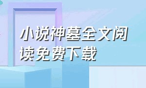 小说神墓全文阅读免费下载