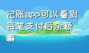 记账app可以看到每笔支付后余额嘛