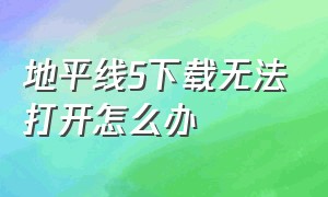 地平线5下载无法打开怎么办