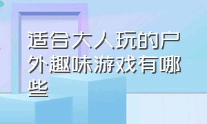 适合大人玩的户外趣味游戏有哪些