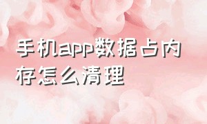 手机app数据占内存怎么清理