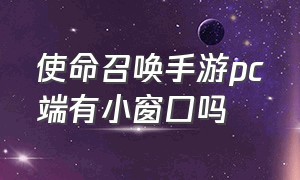 使命召唤手游pc端有小窗口吗