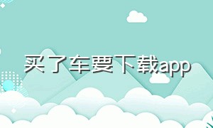 买了车要下载app