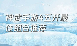 神武手游4五开最佳组合推荐