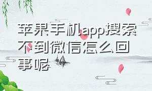 苹果手机app搜索不到微信怎么回事呢