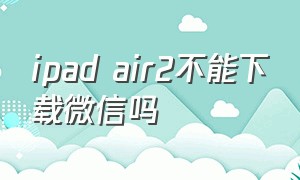 ipad air2不能下载微信吗