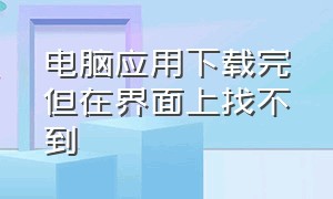 电脑应用下载完但在界面上找不到