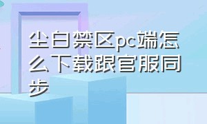 尘白禁区pc端怎么下载跟官服同步