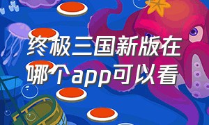 终极三国新版在哪个app可以看