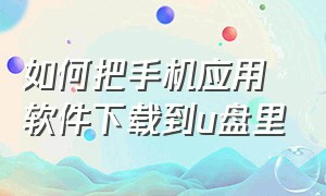 如何把手机应用软件下载到u盘里