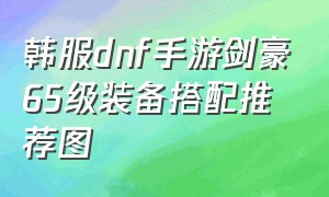 韩服dnf手游剑豪65级装备搭配推荐图