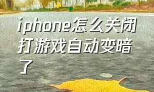 iphone怎么关闭打游戏自动变暗了