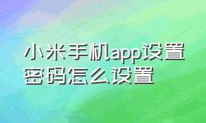 小米手机app设置密码怎么设置