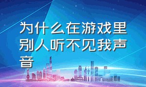 为什么在游戏里别人听不见我声音