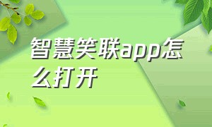 智慧笑联app怎么打开