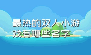 最热的双人小游戏有哪些名字