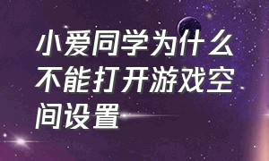 小爱同学为什么不能打开游戏空间设置