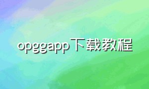 opggapp下载教程