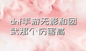 dnf手游无影和团武那个伤害高