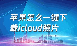 苹果怎么一键下载icloud照片